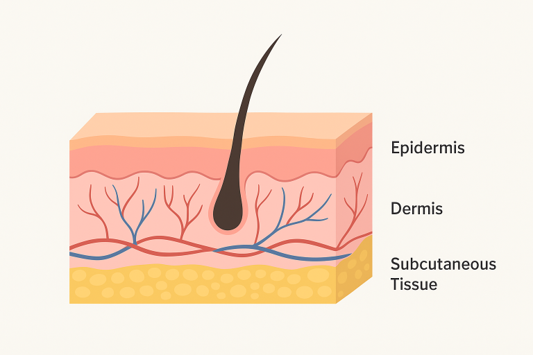 The needle depth during wet cupping using a modern lancing device reaches only the dermis layer of the skin.