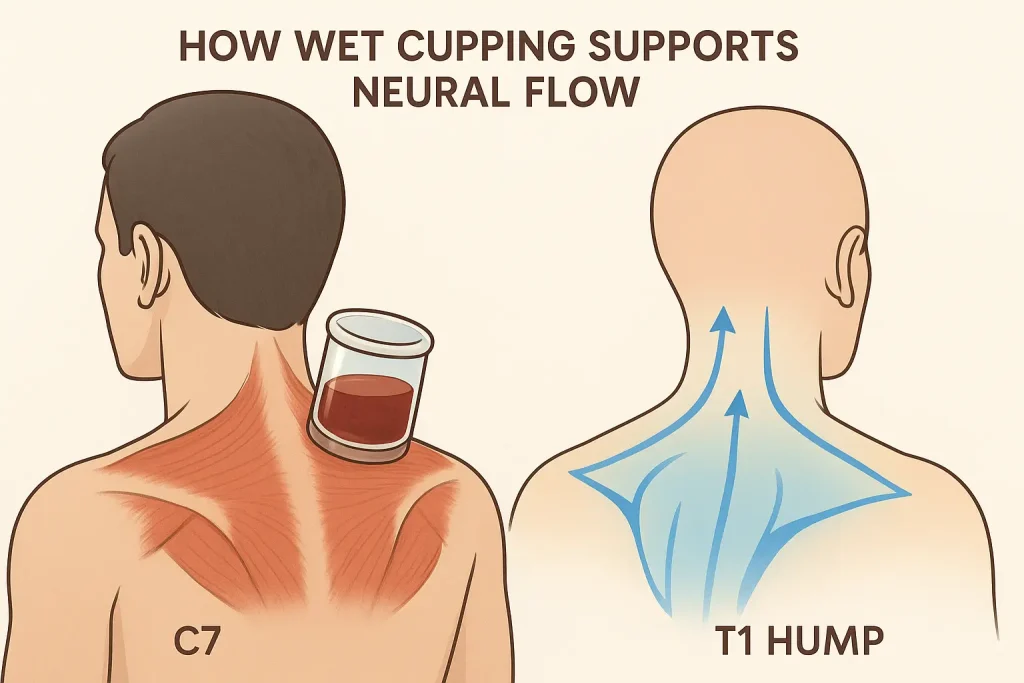 Wet cupping on hump area