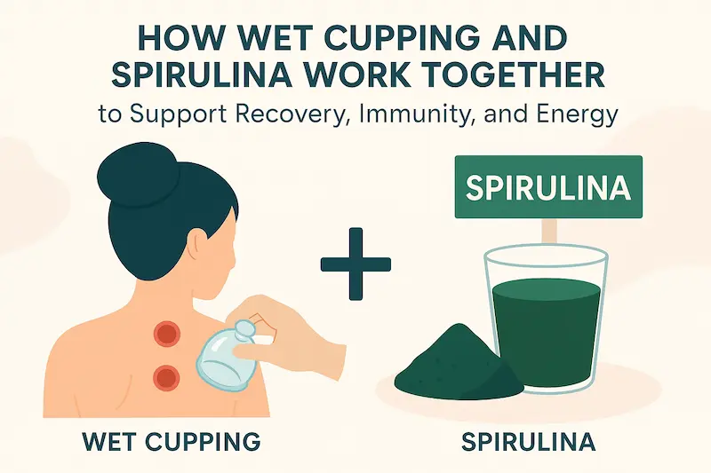 Spirulina and wet cupping combination, support recovery, energy and immunity
