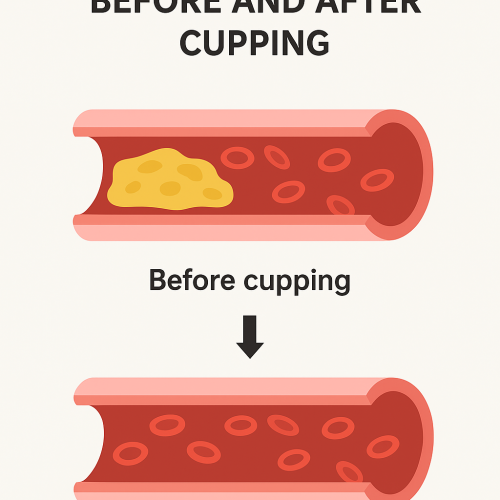 A visual comparison of blood vessels before and after wet cupping, showing how improved circulation may support the body’s natural process of maintaining clearer, healthier vessel pathways